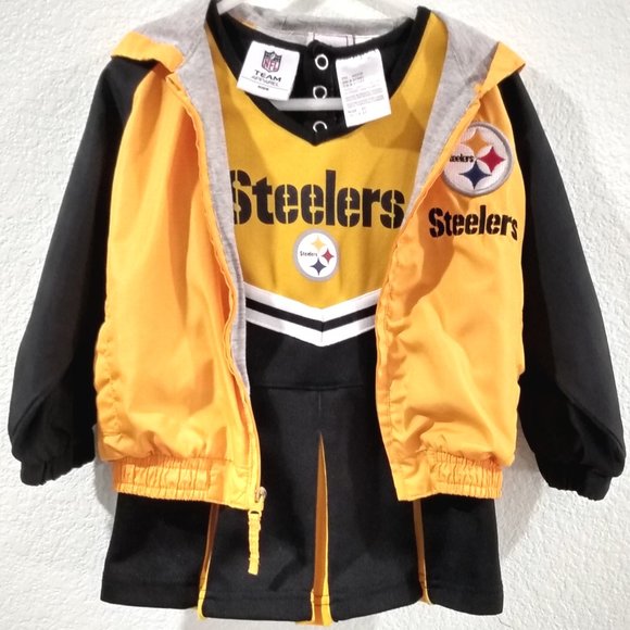 "NFL" Pittsburgh Steelers Cheerleader Dress & Hooded Jacket Set (2T) - Picture 1 of 13